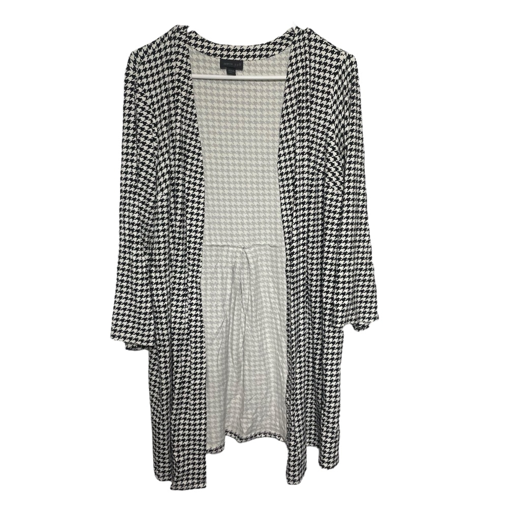 J. Jill Wearever Cardigan Sweater L Black White Houndstooth Tunic Length